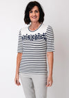 Barbara Lebek Striped Floral Top, Navy and Cream