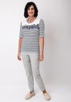 Barbara Lebek Striped Floral Top, Navy and Cream