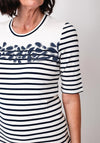Barbara Lebek Striped Floral Top, Navy and Cream