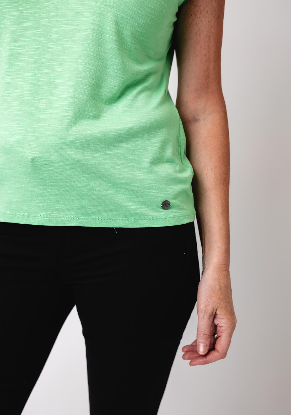 Barbara Lebek Embellished Neck T Shirt, Green