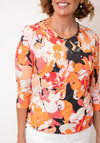 Barbara Lebek Floral Print Top, Orange Multi
