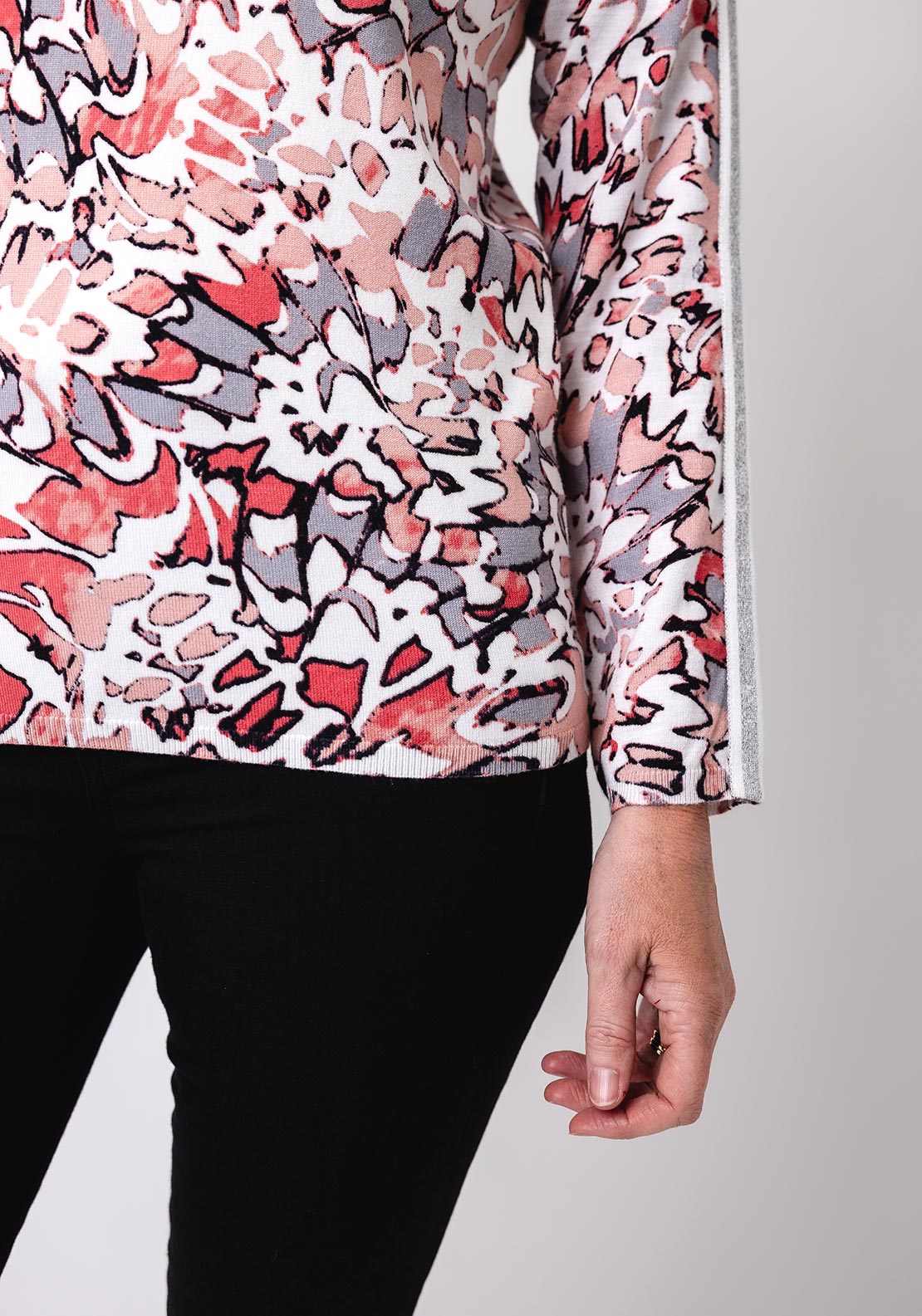 Barbara Lebek Printed Knit Long Sleeve Top, Pink