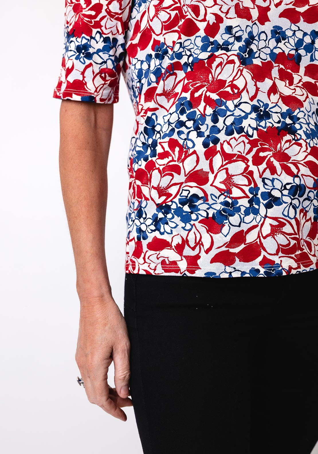 Barbara Lebek Floral Print Polo T Shirt, Red
