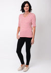 Barbara Lebek Striped V Neck Top, Red and Cream