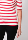 Barbara Lebek Striped V Neck Top, Red and Cream