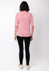 Barbara Lebek Striped V Neck Top, Red and Cream