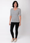 Barbara Lebek Striped V Neck Top, Navy and Cream