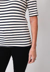Barbara Lebek Striped V Neck Top, Navy and Cream