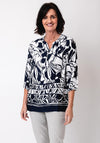 Barbara Lebek Floral Print Tunic Top, Navy and White