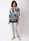 Barbara Lebek Floral Print Tunic Top, Navy and White