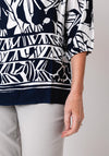 Barbara Lebek Floral Print Tunic Top, Navy and White