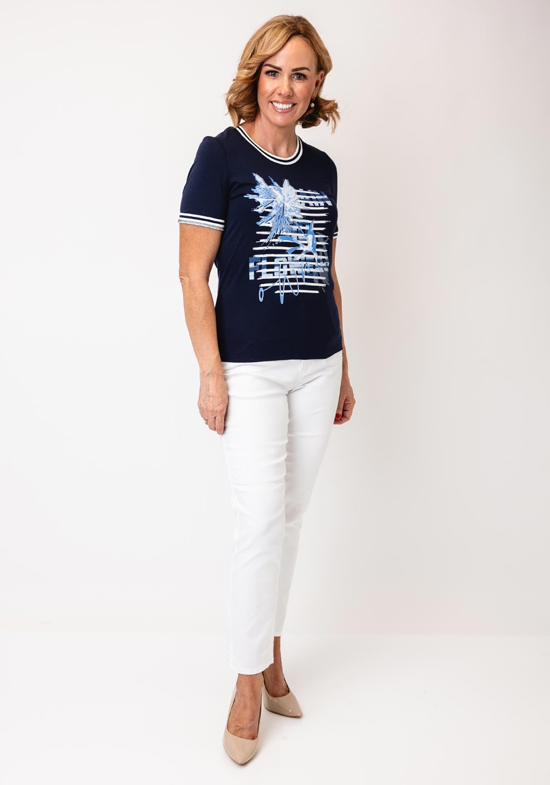 Barbara Lebek Graphic T Shirt, Navy