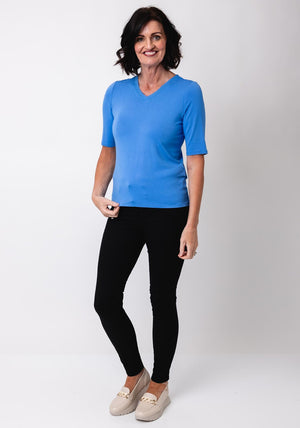 Barbara Lebek V Neck T Shirt, Blue