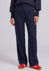 Babara Lebek Pinstripe Wide Leg Trousers, Navy