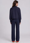 Babara Lebek Pinstripe Wide Leg Trousers, Navy
