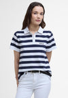 Barbour Ashbourne Striped Polo T Shirt, Navy and White