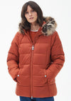 Barbour Womens Faux Fur Hood Midhurst Quilted Jacket, Spiced Pumkin