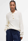 Barbour Womens Evie Collar Cable Knit Jumper, Cream