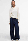 Barbour Womens Evie Collar Cable Knit Jumper, Cream