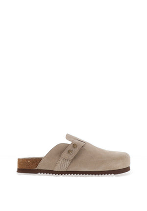 Babour Bowman Suede Mules, Taupe