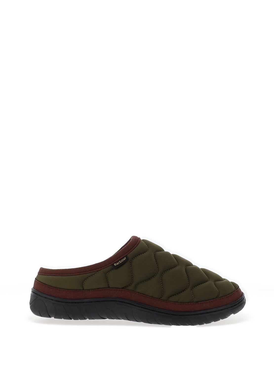 Barbour Outdale Quilted Slippers, Green & Brown