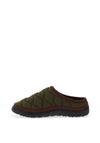 Barbour Outdale Quilted Slippers, Green & Brown