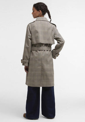 Barbour Maia Check Waterproof Trench, Green Multi