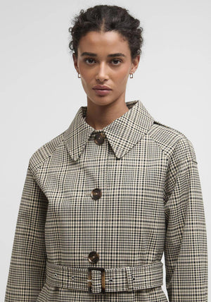 Barbour Maia Check Waterproof Trench, Green Multi