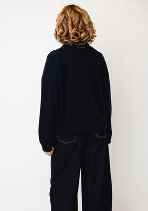 Barbour Quarter Button Jumper, Navy