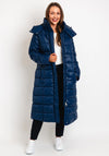 Barbour International Womens Holmes Quilted Long Coat, Navy Blue