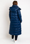 Barbour International Womens Holmes Quilted Long Coat, Navy Blue