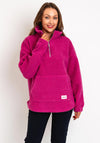 Barbour International Womens Thompson Quarter Zip Teddy Fleece, Fuchsia