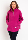 Barbour International Womens Thompson Quarter Zip Teddy Fleece, Fuchsia