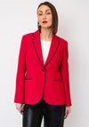 Bariloche Contrast Stitch With Faux Pockets Blazer, Red
