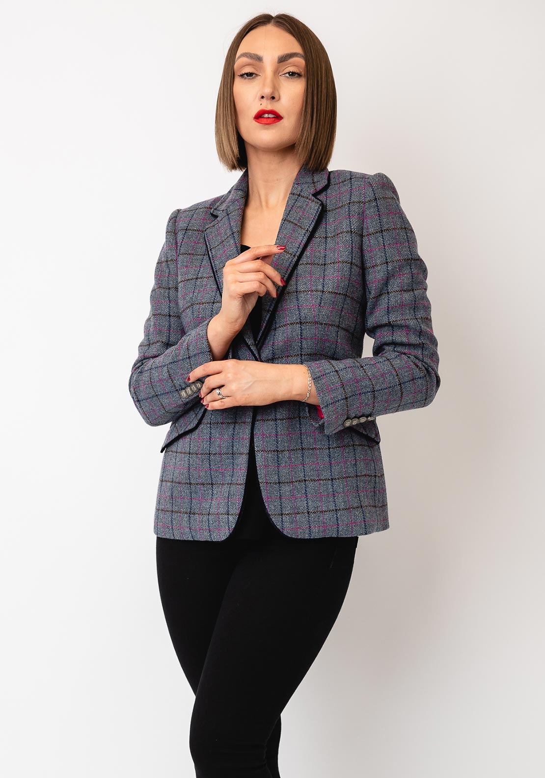 Bariloche Tweed Buttoned Blazer, Grey