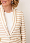 Bariloche Striped Button Closure Blazer, Beige