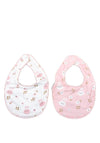 Babybol Baby Girl Floral Bunny Twin Pack Bib, Pink