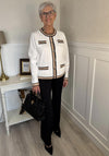 Micha Button Up with Faux Pockets Cardigan, Cream Multi