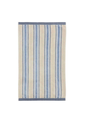 Bedeck Lorelai Jacquard Stripe Hand Towel, Blue and Beige