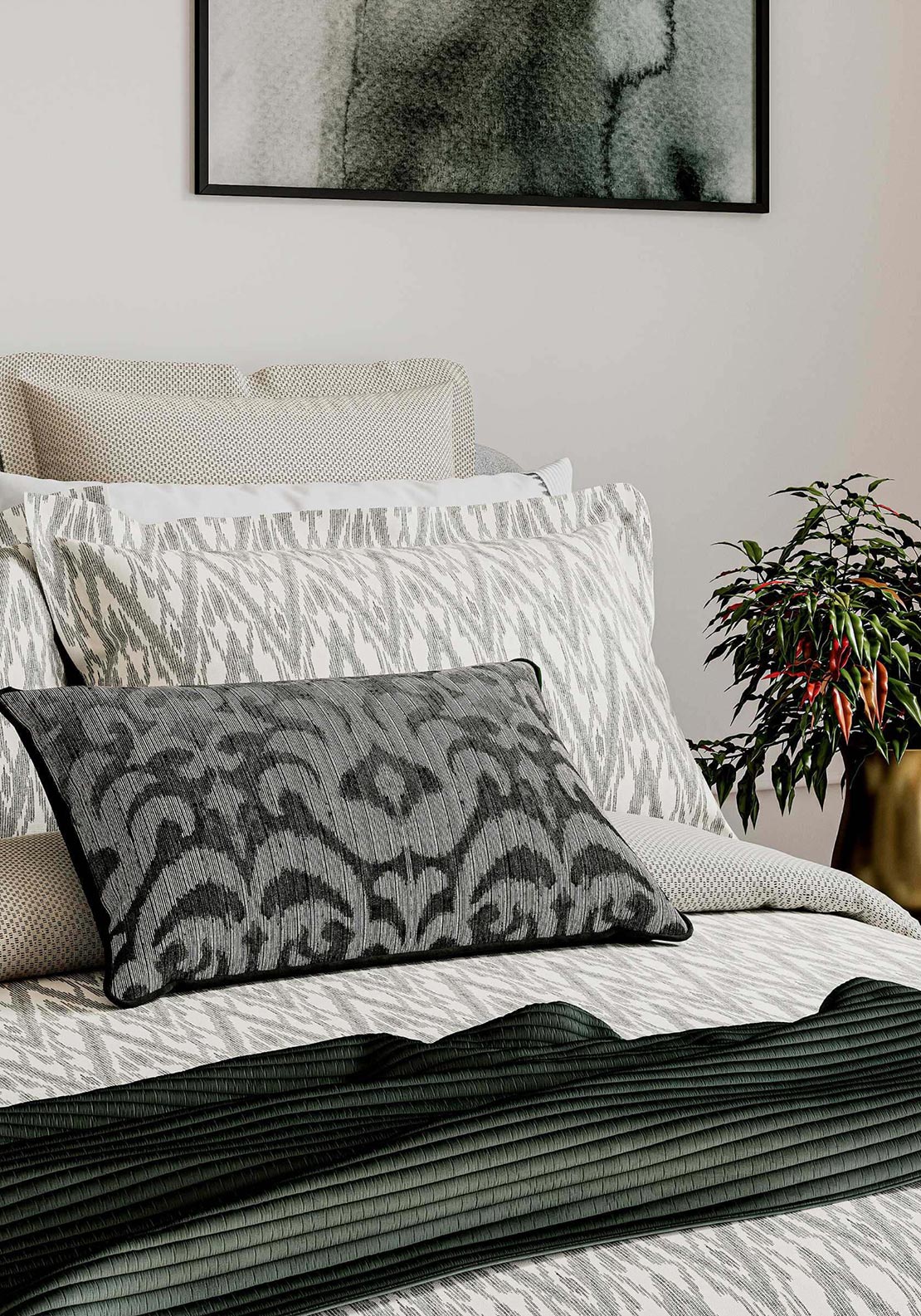 Bedeck Nadir Patterned Duvet Cover Set, Green