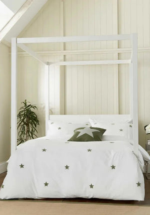 Helena Springfield Tufted Star Duvet Cover, White and Green