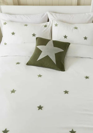 Helena Springfield Tufted Star Duvet Cover, White and Green