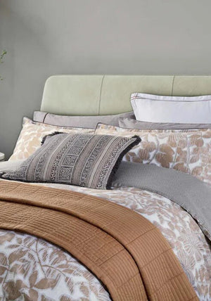 Bedeck Zenda Floral Print Duvet Set, Grey and Tan