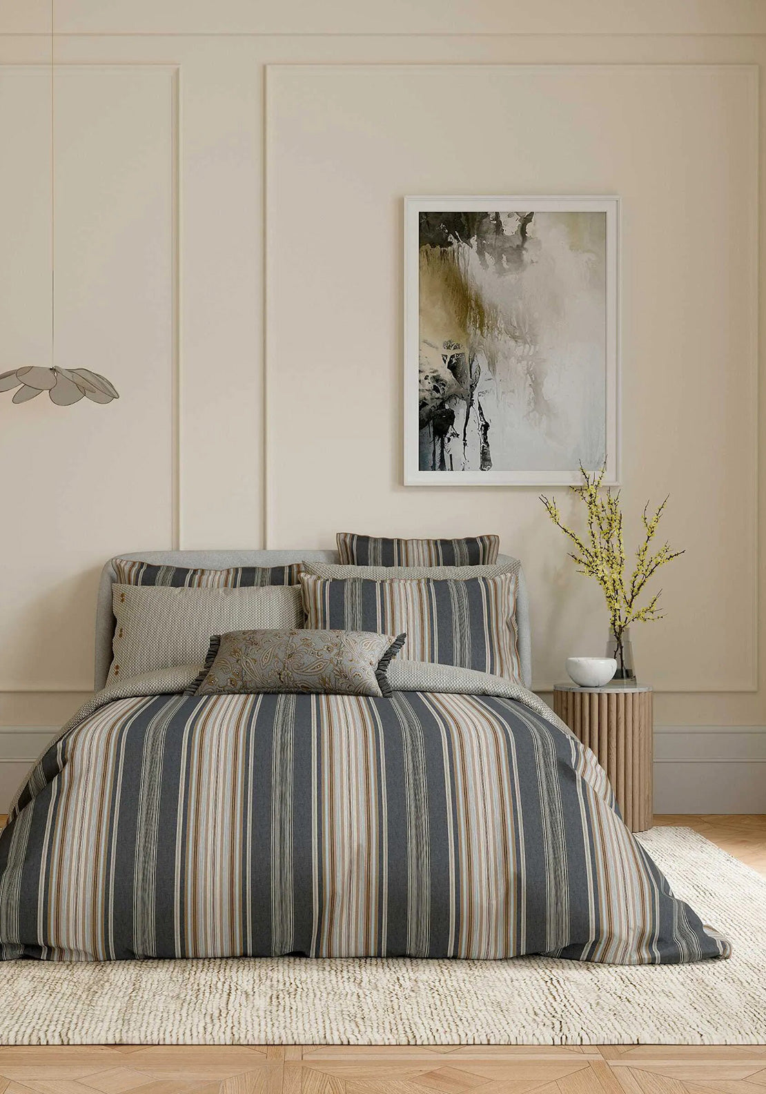 Bedeck Oscar Duvet Cover Set, Charcoal & Tan