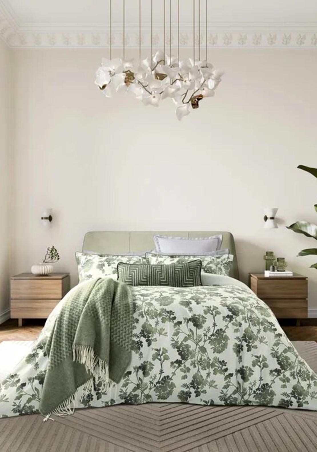 Bedeck Yoko Floral Print Duvet Set, Green