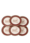Belleek Aynsley Tartan Reindeer Tea/Dessert Plates Set of 6