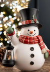 Aynsley LED Snowman and Lantern Figurine, White