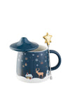 Belleek Living Winter Scene Lidded Mug and Stirrer Set, Navy