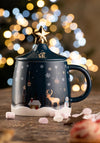 Belleek Living Winter Scene Lidded Mug and Stirrer Set, Navy
