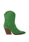 Zen Collection Faux Suede Cowgirl Heeled Boots, Green